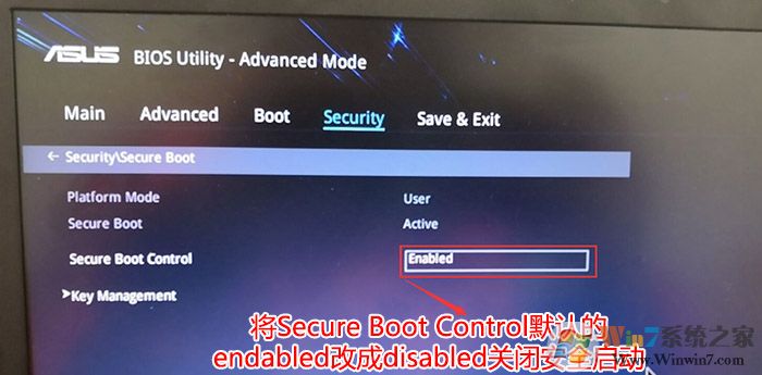 把Secure Boot control選enabled改為disabled關(guān)閉安全啟動 把Secure Boot control選enabled改為disabled關(guān)閉安全啟動