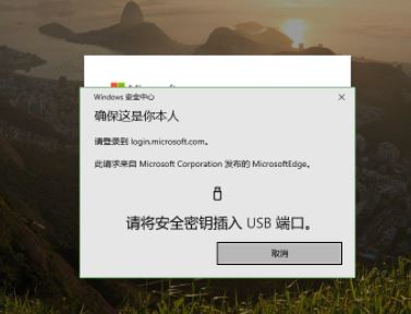 win10 1903使用Edge訪問微軟網(wǎng)站提示:請將安全密鑰插入U(xiǎn)SB端口 的解決方法