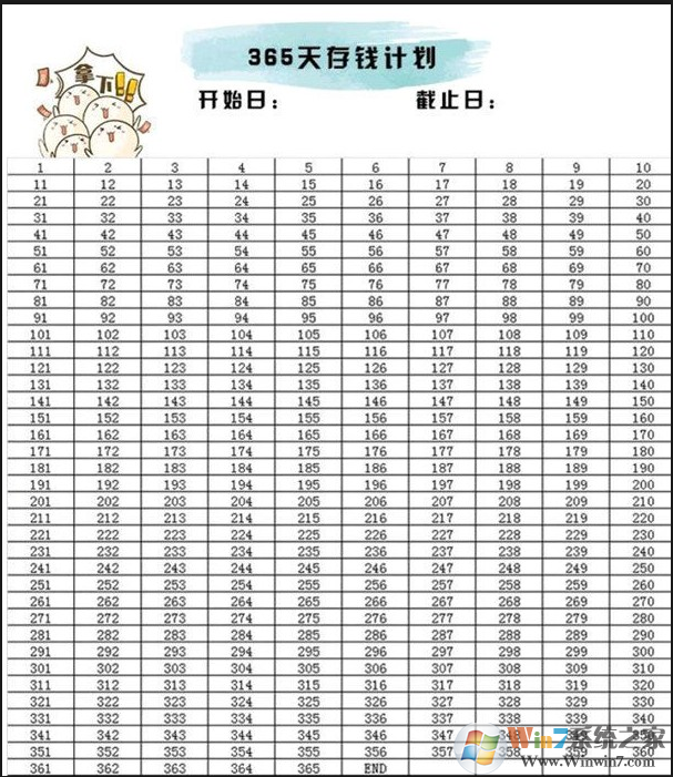 365天存錢(qián)計(jì)劃表格下載|52周存錢(qián)計(jì)劃表格模板