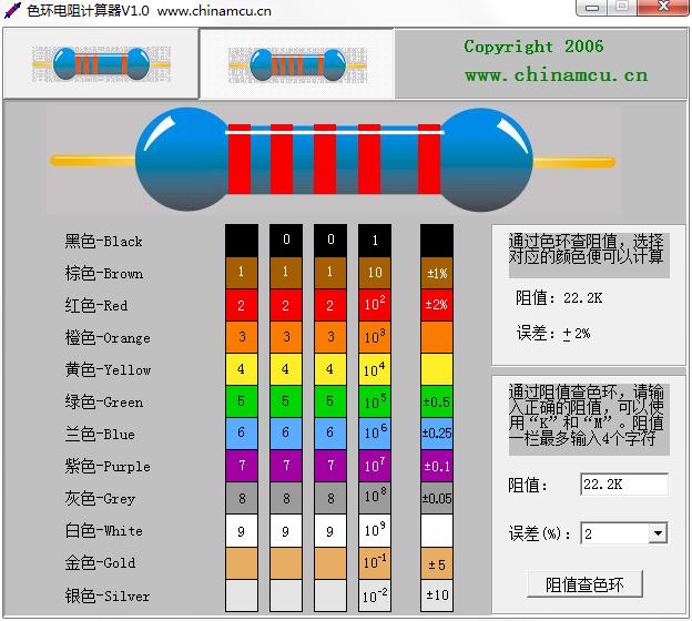 色環(huán)電阻計(jì)算工具
