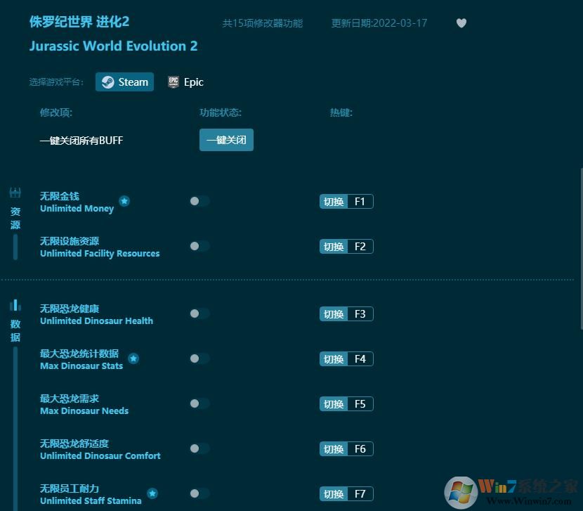 侏羅紀(jì)世界進化2十五項修改器 v1.5.03