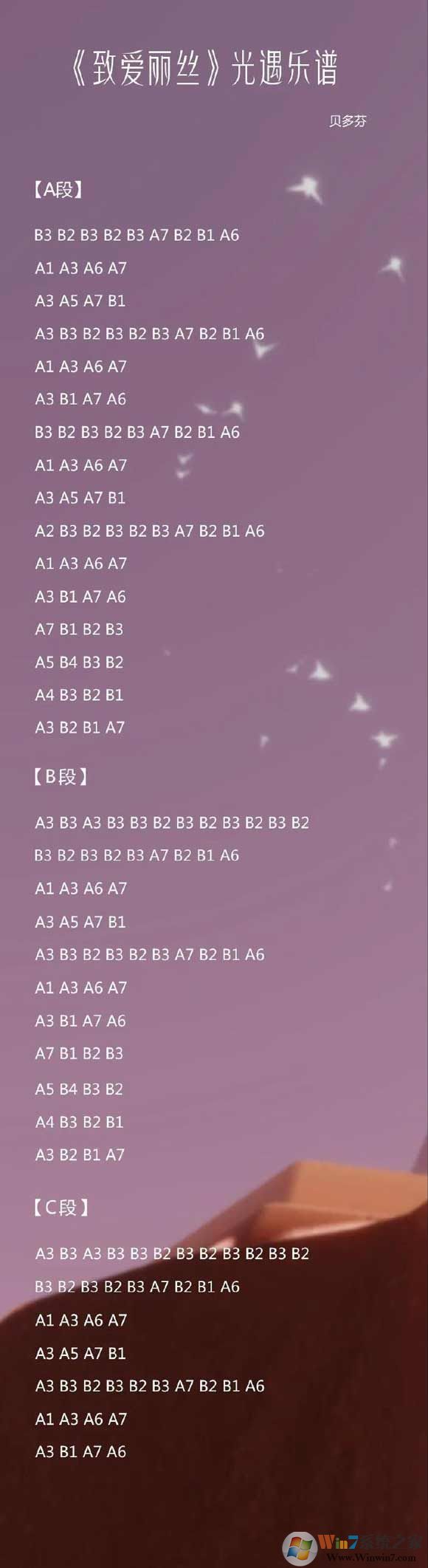 光遇簡譜《致愛麗絲》怎么彈？光遇簡譜大全