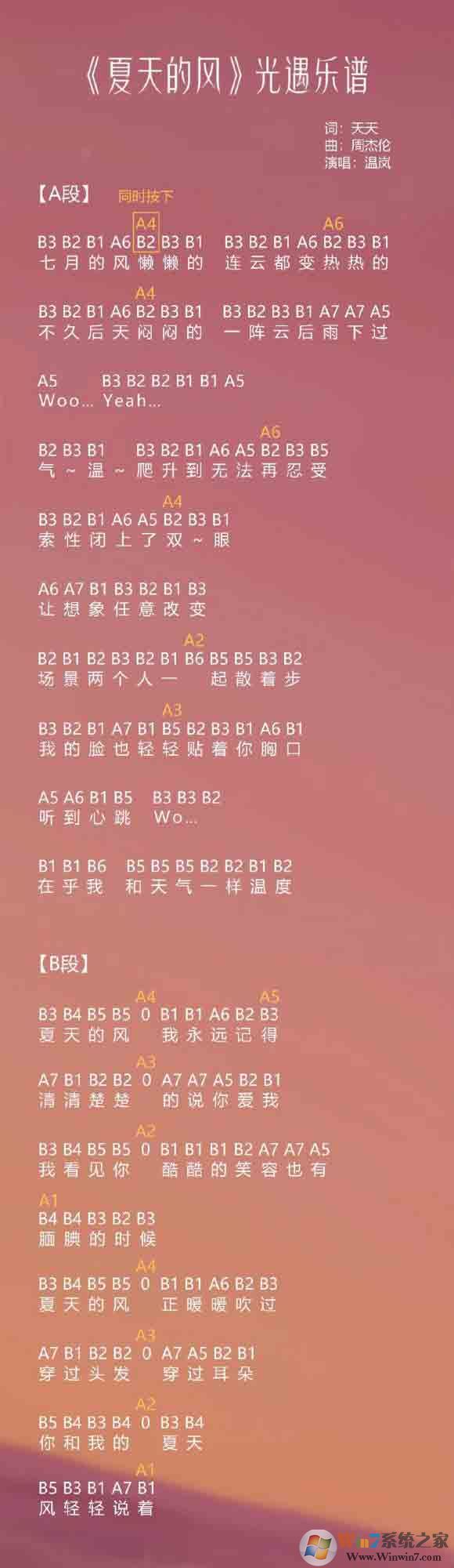 光遇簡譜《夏天的風(fēng)》怎么彈？光遇簡譜大全