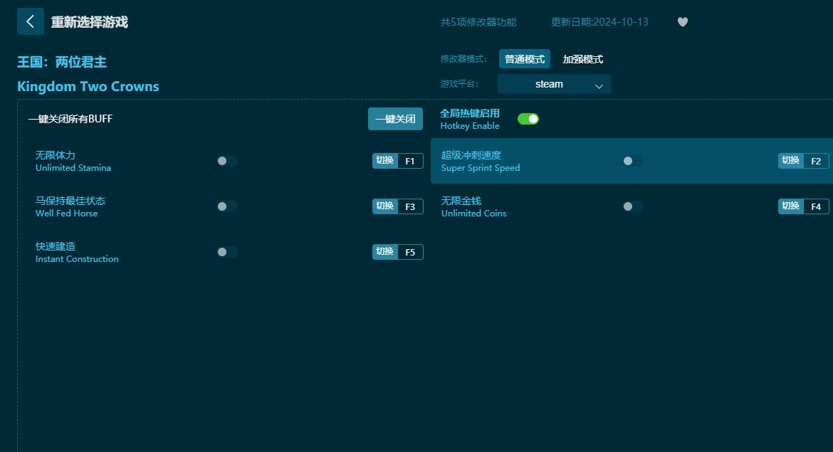 王國：兩位君主五項(xiàng)修改器